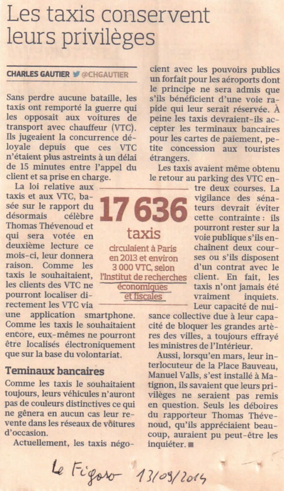 Les taxis conservent leurs privilèges
