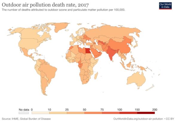 Figure 4 : Distribution spatiale des décès liés à la pollution de l’air extérieur Figure 4 : Distribution spatiale des décès liés à la pollution de l’air extérieur